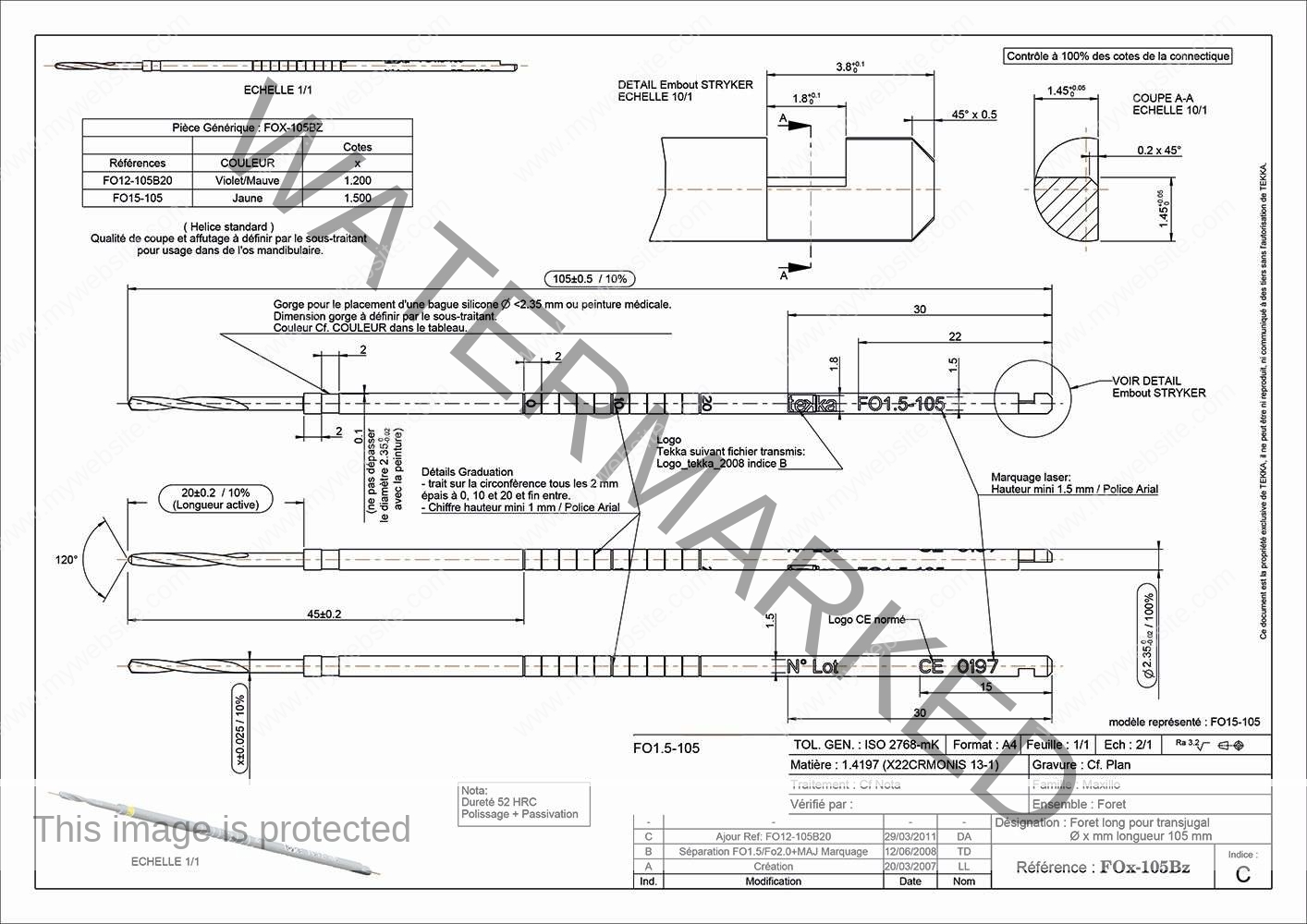 Precxis outils dentaires et medicaux - Plan Outils Foret