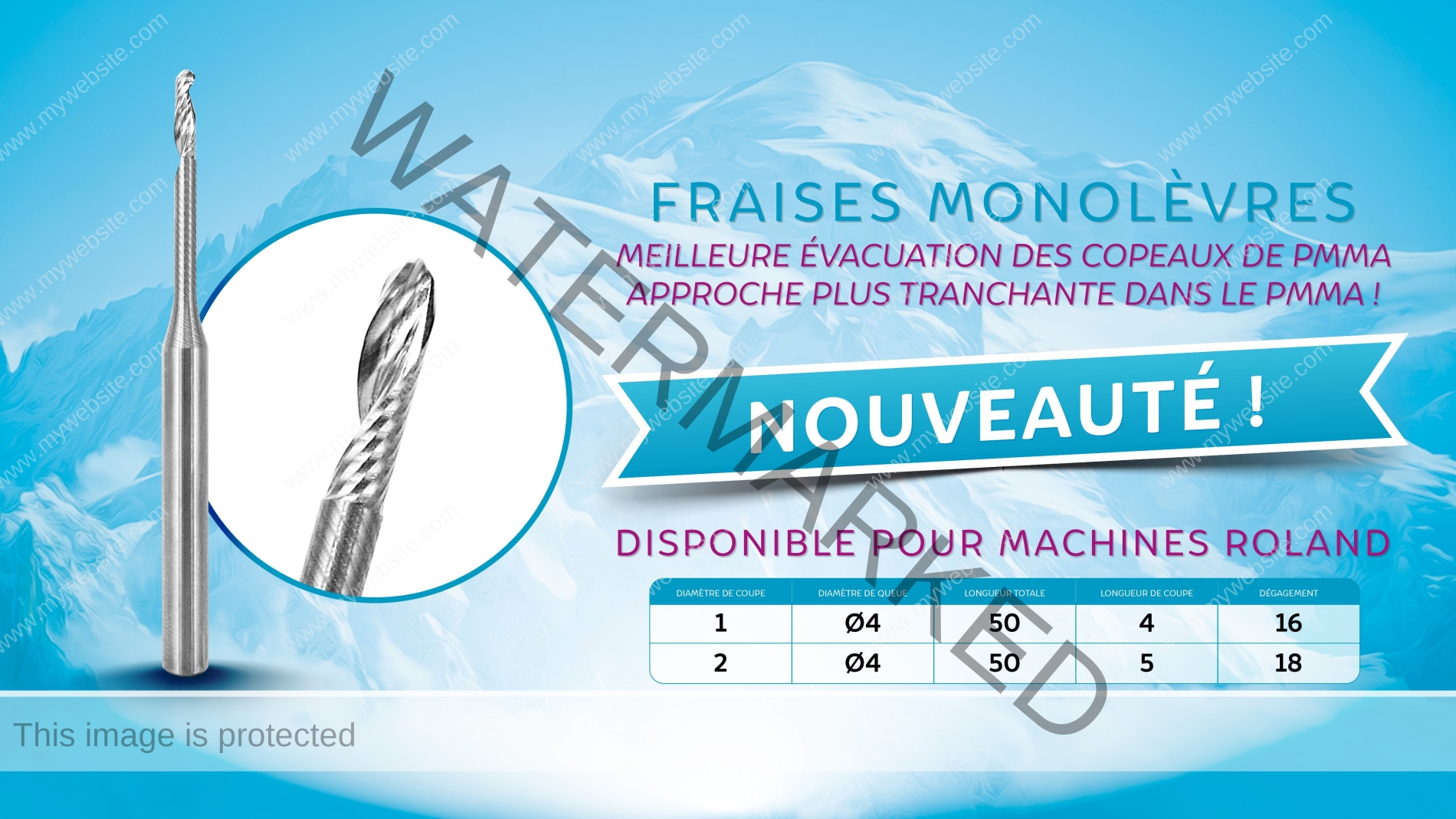 Precxis outils dentaires et medicaux - Nouvelle fraise CAD-CAM Monolèvres pour usineuses ROLAND